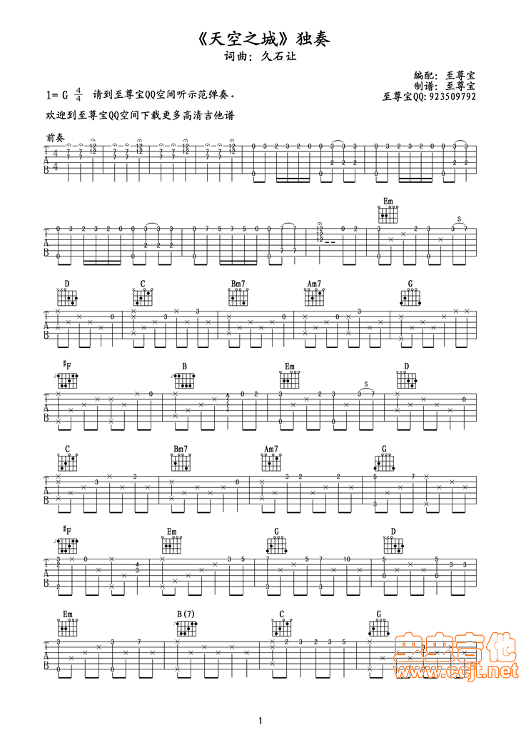 Laputa Castle In The Sky by Joe Hisaishi SOLO Guitar Tabs Chords Notes Sheet Music Free