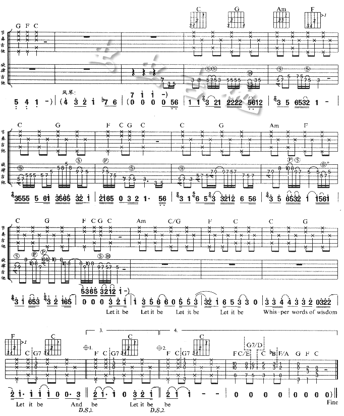 Let It Be by The Beatles Guitar Tabs Chords Notes Sheet Music Free