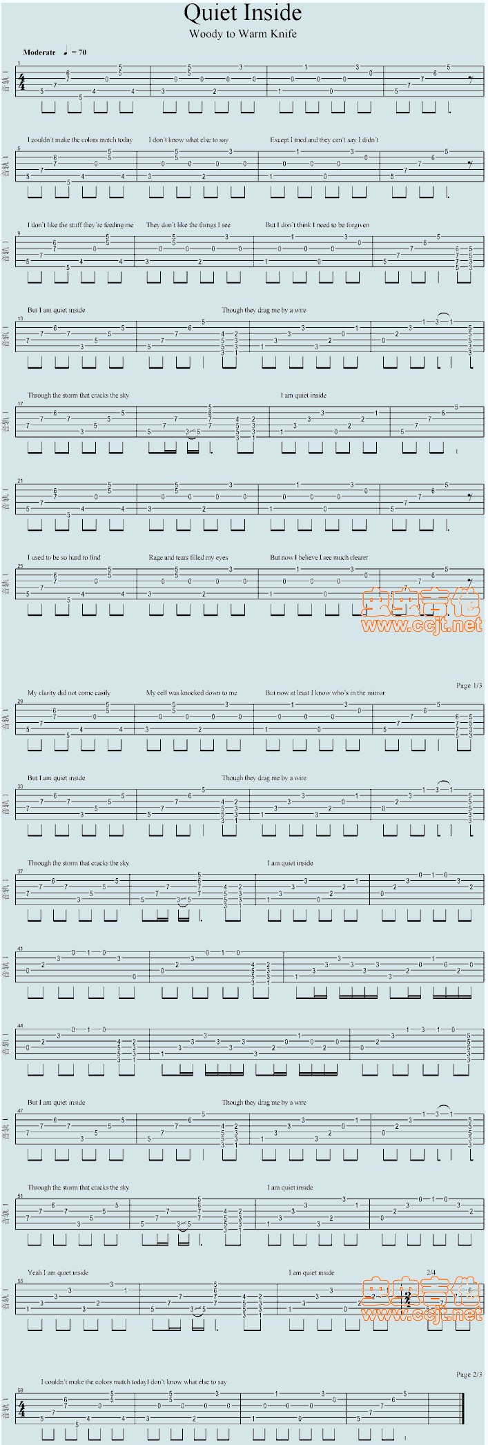 quiet inside by Andy Tubman Guitar Sheet Music Free