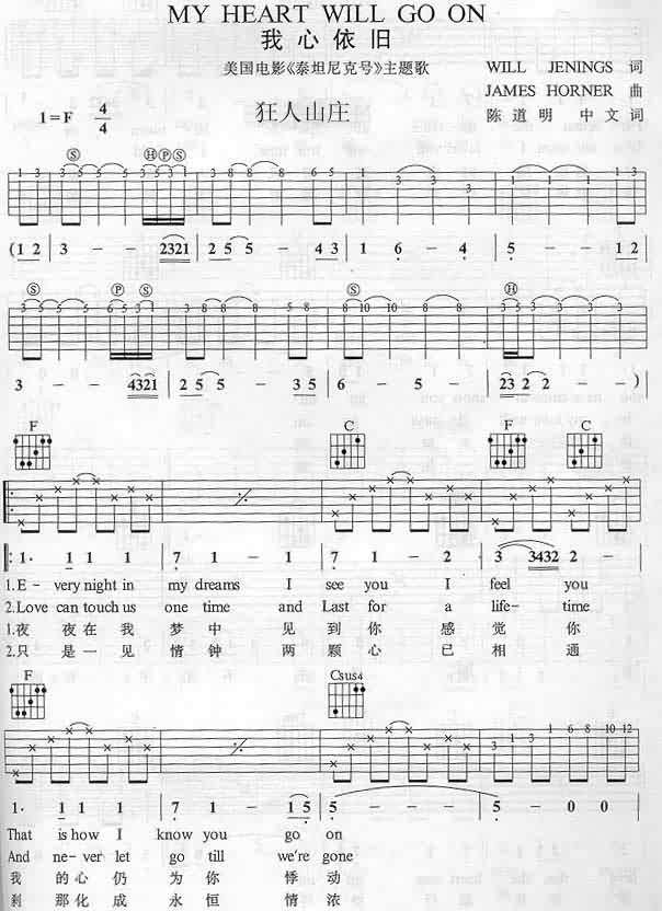 My Heart Will Go On by Celine Dion Guitar Sheet Music Free