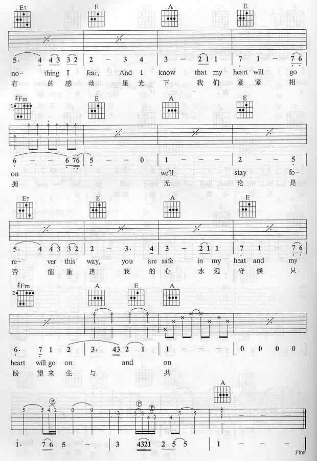 My Heart Will Go On by Celine Dion Guitar Sheet Music Free