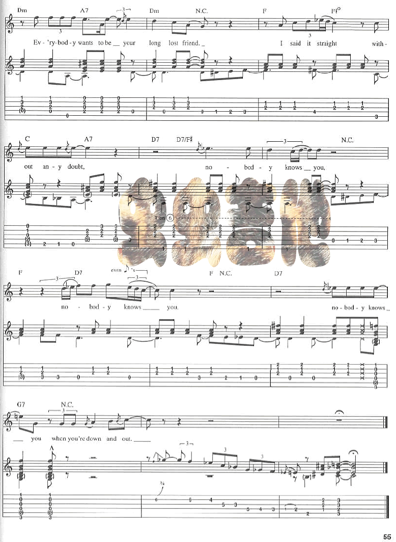 Nobody Knows You When Youre Down And Out by Eric Clapton Guitar Sheet Music Free