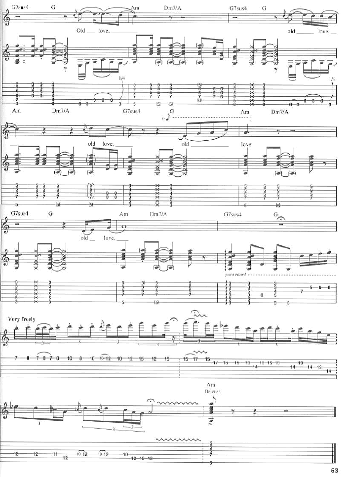 Old Love by Eric Clapton Guitar Sheet Music Free