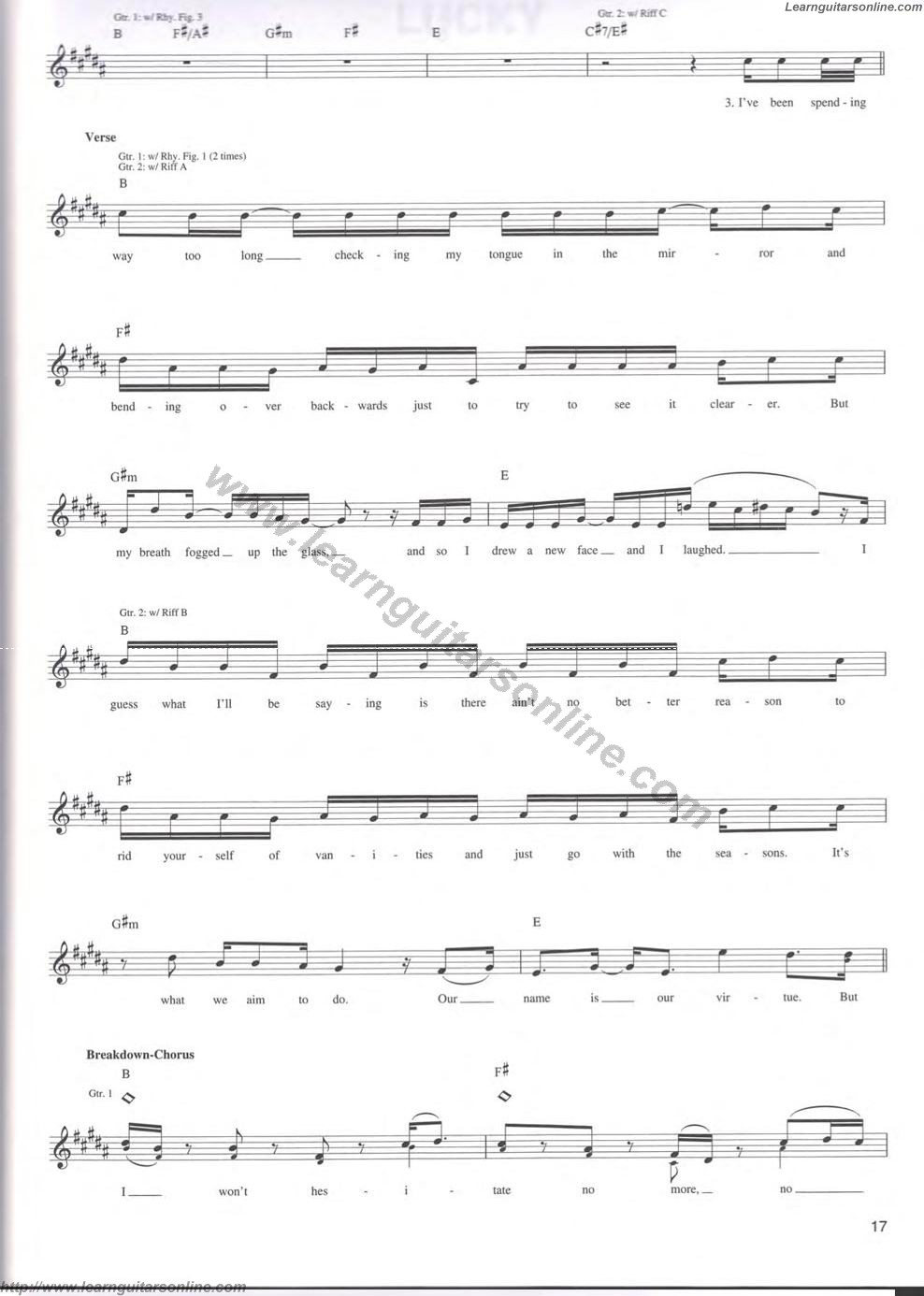 I'm Yours by Jason Mraz Guitar Sheet Music Free