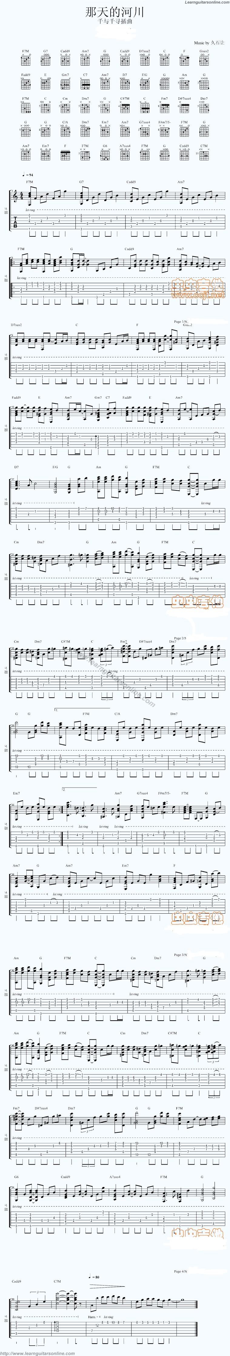 One Summers Day from Spirited Away by Joe Hisaishi Guitar Tabs Chords
