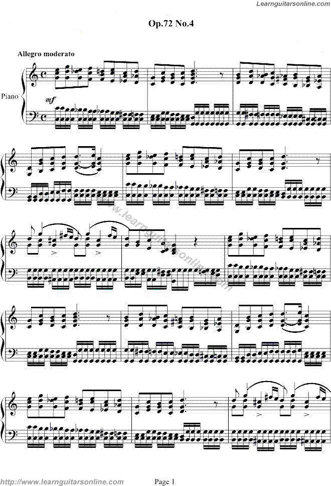 Etude in C major Op 72 No 4 by Moritz Moszkowski Guitar Tabs Chords Solo Notes Sheet Music Free