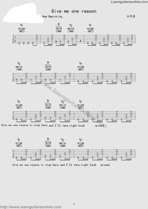 Give Me One Reason by Tracy Chapman Guitar Tabs Chords Solo Notes Sheet Music Free