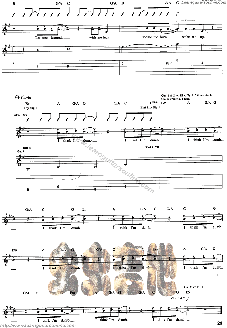 Dumb by Nirvana Guitar Tabs Chords Solo Notes Sheet Music Free