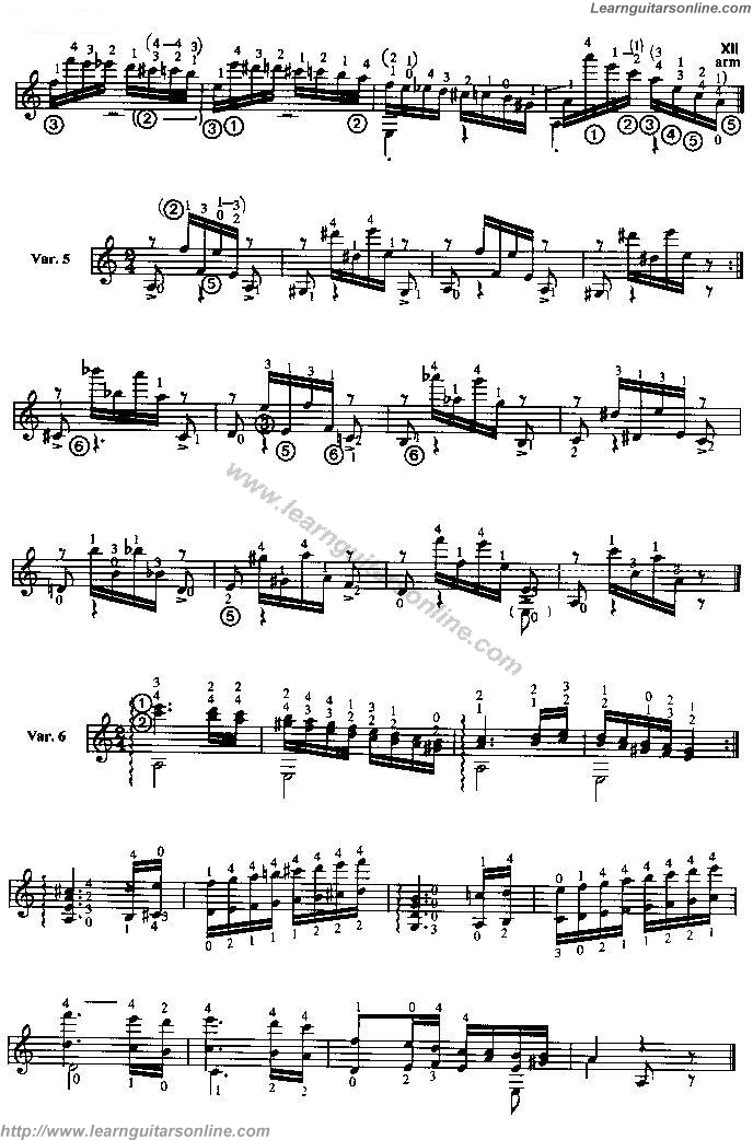Caprice No 24 in A minor Op 1 by Niccolò Paganini Guitar Tabs Chords Solo Notes Sheet Music Free