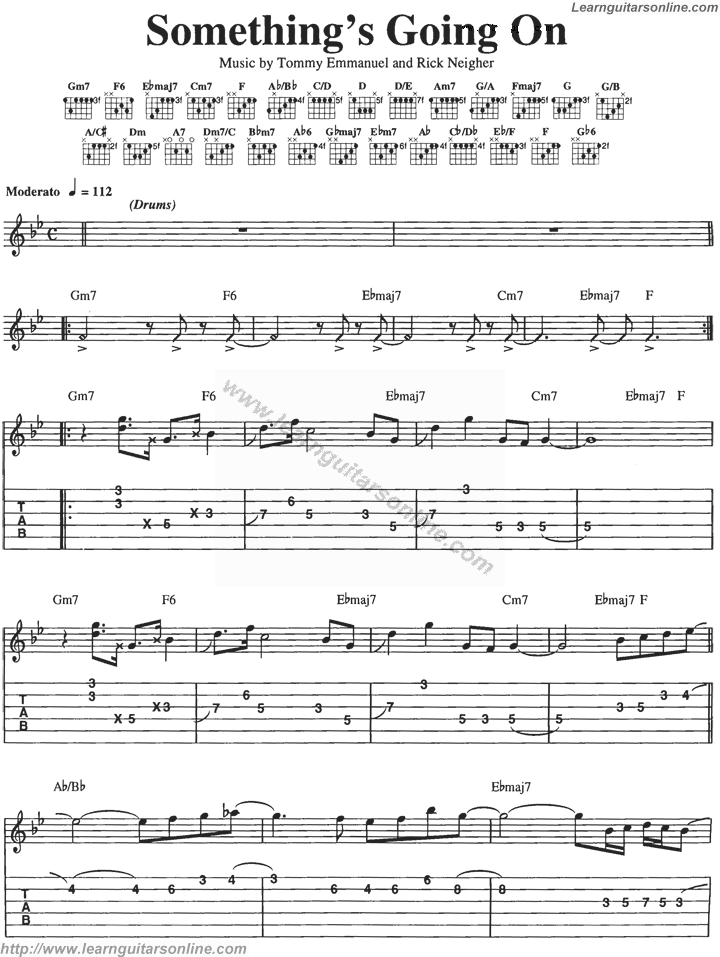 Something's Going On by Tommy Emmanuel Guitar Tabs Chords Solo Notes Sheet Music Free