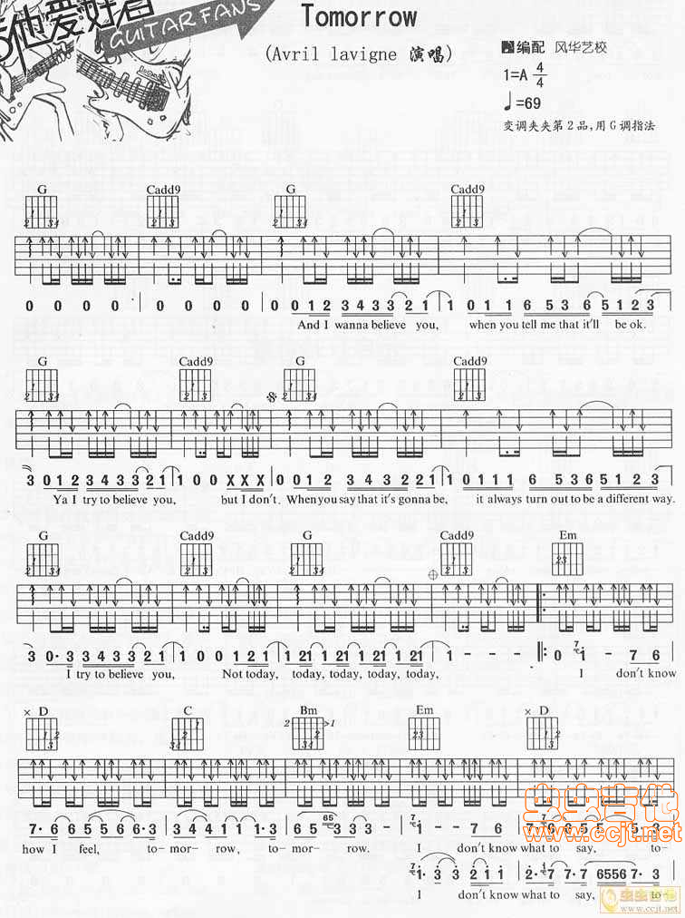 Tomorrow by Avril Lavigne Guitar Tabs Chords Sheet Music 