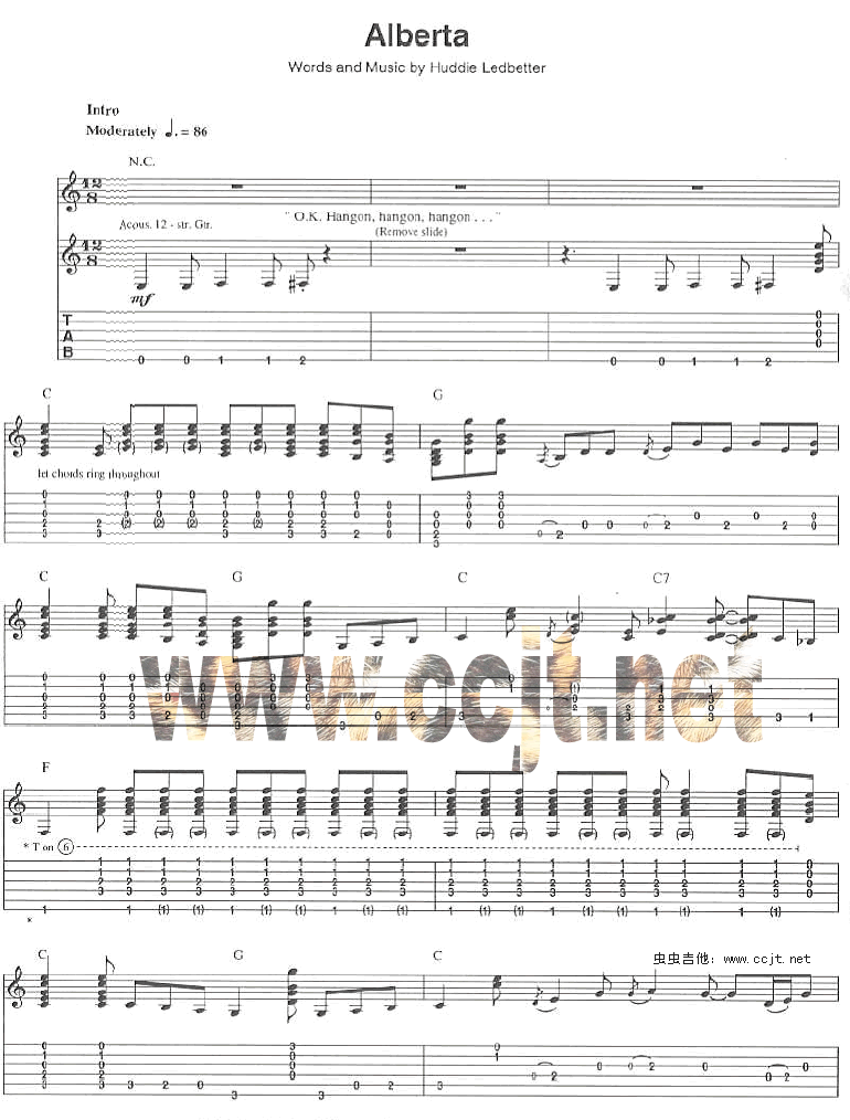 alberta by Eric Clapton Guitar Sheet Music Free