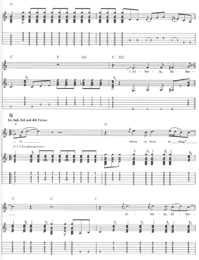 alberta by Eric Clapton Guitar Sheet Music Free